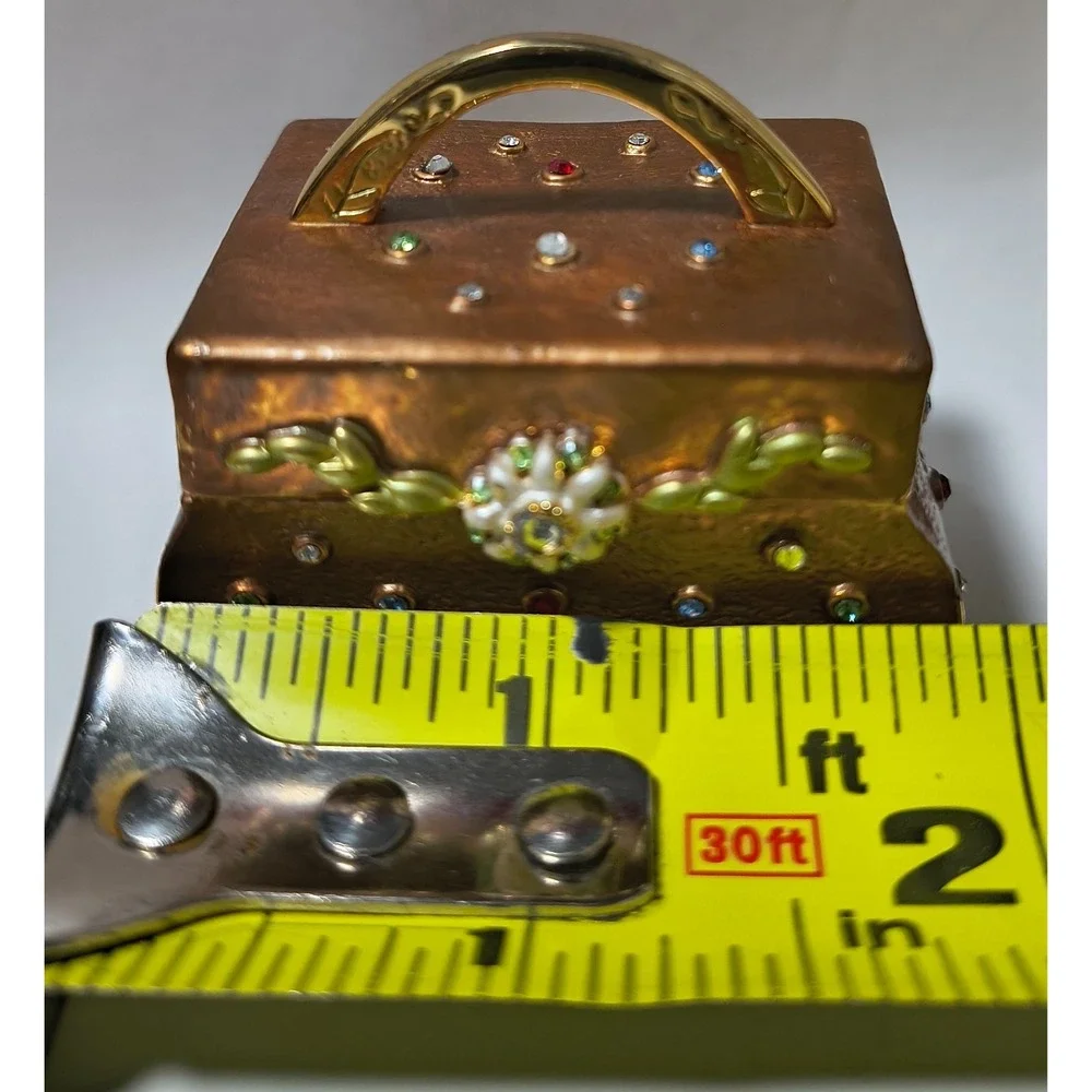 Trinket Rhinestone Purse Collectible, Gold-tone, 2 x 1.5 x 1.5‎